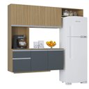 Ver imagem 4 de Armário de Cozinha Mel Suspensa Compacta com Balcão 180cm MDF Damasco Ripado Poquema Móveis