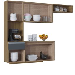 Kit Armário de Cozinha com Balcão Suspenso de 180cm - 4