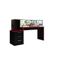 Ver imagem 2 de Mesa Gamer de Computador Escrivaninha Quarto Drx 5000 - Preto / Vermelho