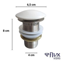 Válvula Click Flvx Hidro 1.1/4" VC114-CER Tampa Cerâmica Branca Grande e Inox - 3