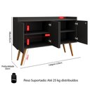 Ver imagem 6 de Aparador Buffet Dallas 4 Portas Decoração Cantinho Café Pés Palito Retrô Preto - Rpm