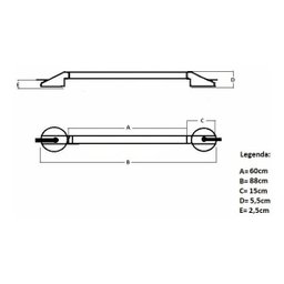 Kit 3 Barras de apoio 88cm - 3
