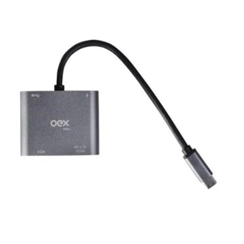 Adaptador TYPE C 4 Em 1 AD400 - HDMI 4K - VGA - USB 3.0 - USB-C (PD)
