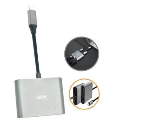 Adaptador TYPE C 4 Em 1 AD400 - HDMI 4K - VGA - USB 3.0 - USB-C (PD) - 2