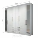 Ver imagem 3 de Guarda-Roupa Casal 8 Portas 6 Gavetas com Espelho Branco Brilho Havana Master Santos Andirá