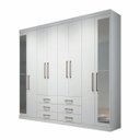 Ver imagem 2 de Guarda-Roupa Casal 8 Portas 6 Gavetas com Espelho Branco Brilho Havana Master Santos Andirá