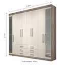 Ver imagem 3 de Guarda-Roupa Casal 8 Portas 6 Gavetas com Espelho Castanho/Off-White Havana Master Santos Andirá