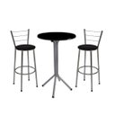 Ver imagem 1 de Jogo de Mesa Bistrô Prata Tampo Preto com 2 Banquetas Alta Prata Assento Preto