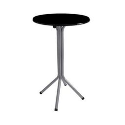 Jogo de Mesa Bistrô Prata Tampo Preto com 2 Banquetas Alta Prata Assento Preto - 2