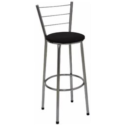 Jogo de Mesa Bistrô Prata Tampo Preto com 2 Banquetas Alta Prata Assento Preto - 3