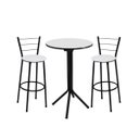 Ver imagem 1 de Jogo de Mesa Bistrô Preto Tampo Branco com 2 Banquetas Preta Alta Assento Branco - Fortmix