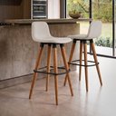 Ver imagem 2 de Kit 2 Banquetas Linea Alta Luxo Aço Preto Assento Linho Balcão Gourmet Industrial - Preto/Palha