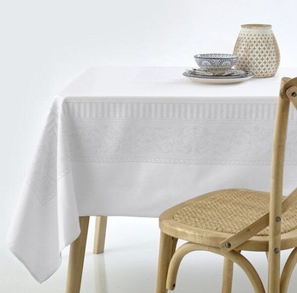 Toalha de Mesa Quadrada Damasco 100% Algodão 1.80x1.80cm - Branco - 2