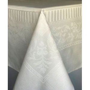 Toalha de Mesa Damasco Creme 100% Algodão - 180x250