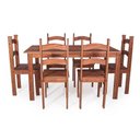 Ver imagem 4 de Conjunto Mesa de Jantar 140x70 Rústica com 6 Cadeiras em Madeira Maciça Chocolate - Mb Móveis