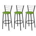 Ver imagem 1 de Kit 3 Banquetas Média Preta com Assento Verde Fortmix