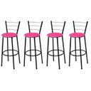 Ver imagem 1 de Kit 4 Banquetas Média Preta com Assento Rosa Fortmix