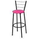Ver imagem 2 de Kit 3 Banquetas Média Preta com Assento Rosa Fortmix