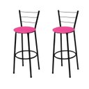 Ver imagem 1 de Kit 2 Banquetas Média Preta com Assento Rosa Fortmix