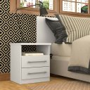Ver imagem 1 de Mesa de Cabeceira 2 Portas 100% MDF Branco Lilies Móveis