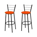 Ver imagem 1 de Kit 2 Banquetas Média Preta com Assento Laranja Fortmix