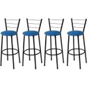 Ver imagem 1 de Kit 4 Banquetas Média Preta com Assento Azul Fortmix