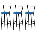 Ver imagem 1 de Kit 3 Banquetas Média Preta com Assento Azul Fortmix