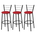 Ver imagem 1 de Kit 3 Banquetas Média Preta com Assento Vermelho Fortmix