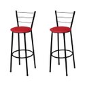 Ver imagem 1 de Kit 2 Banquetas Média Preta com Assento Vermelho Fortmix
