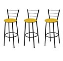 Ver imagem 1 de Kit 3 Banquetas Média Preta com Assento Amarelo Fortmix