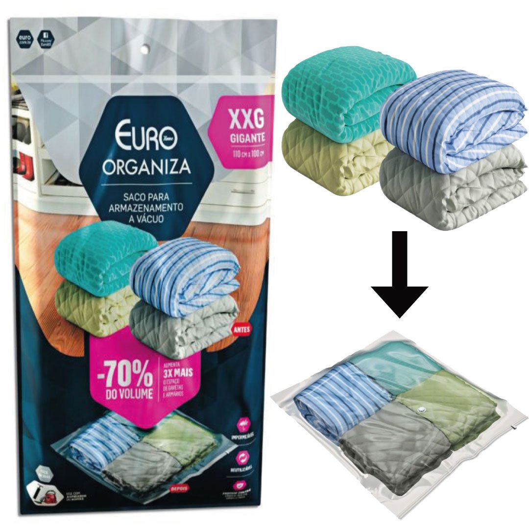 Bolsa Saco a Vacuo xxg 110x100cm para Edredom Travesseiro Euro Home ...