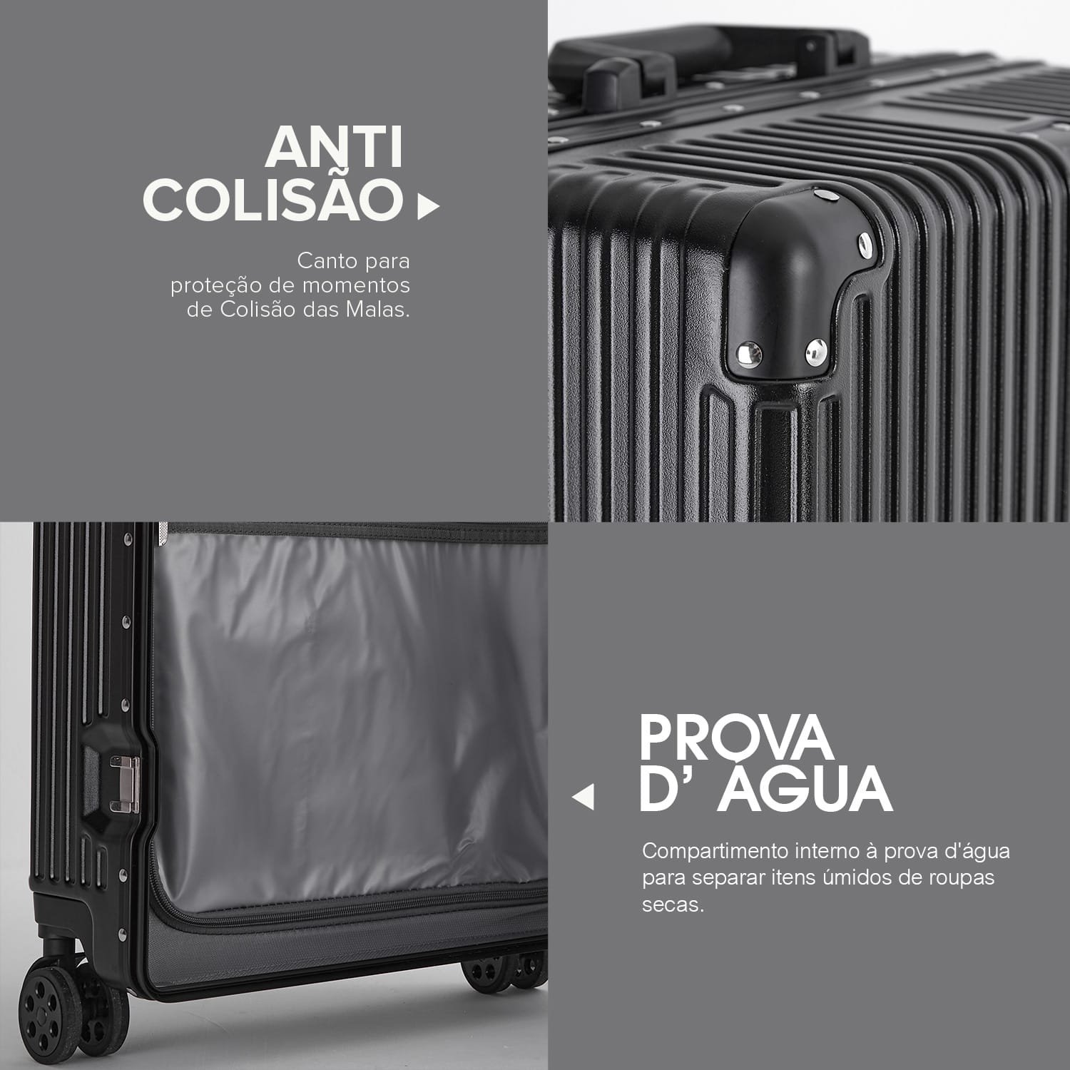 Kit de Viagem com 3 Peças Policarbonato Abs Noruega Maloa:preto - 17