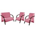 Ver imagem 1 de Kit 3 Poltronas Decorativa Venus Braço Madeira Confortável Sala Suede Rosa