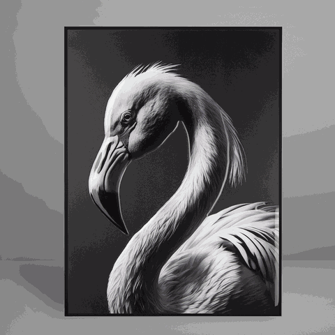 Quadro Decorativo Bw Flamingo Relevo