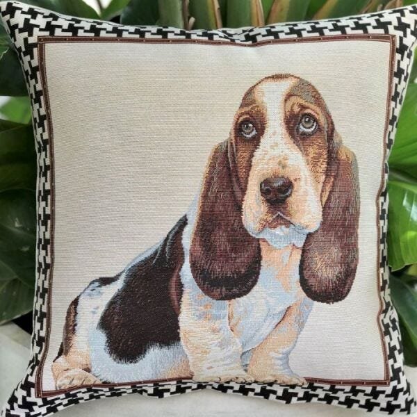 Almofada cheia em Jacquard Basset Hound