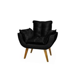 Poltrona Decorativa Opala Preta Assento de Pillow - 1