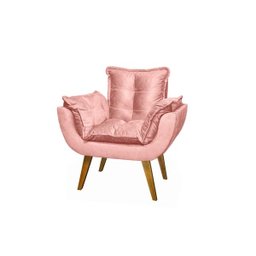 Poltrona Decorativa Opala Rosa Assento de Pillow - 1