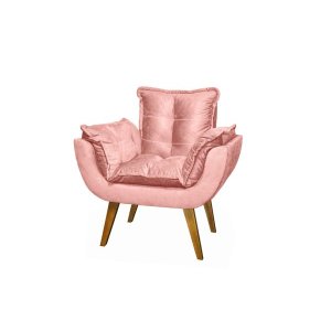 Poltrona Decorativa Opala Rosa Assento de Pillow