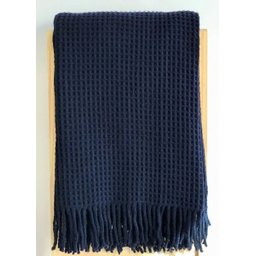 Manta Portuguesa Favos de Lã de Cordeiro Azul-Marinho - 1