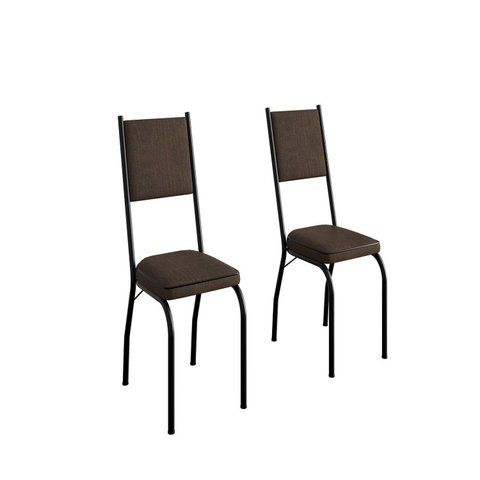 Kit 2 Cadeiras para Sala de Jantar Bari Preto/Madeira Imbuia