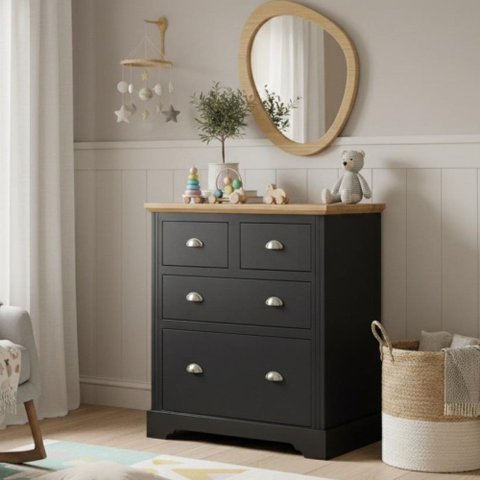 Cômoda Infantil 4 Gavetas Retrô Toledo Cinza