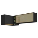 Ver imagem 1 de Kit Armário de Cozinha Aéreo Canto 90cm e Aéreo 120cm Veneza Multimóveis Mp2147 Preto/dourado