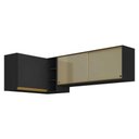Ver imagem 3 de Kit Armário de Cozinha Aéreo Canto 90cm e Aéreo 120cm Veneza Multimóveis Mp2147 Preto/dourado