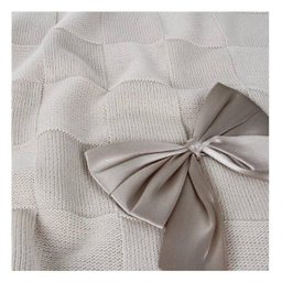 Manta Bebê Trico Maternidade Laço Luxo Bege - 2