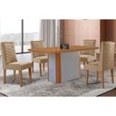 Ver imagem 1 de Conjunto: Mesa Sala Jantar Pietá Tampo Curvo 120cm+4 Cadeiras Dafne Madeira Naturale/off White -