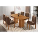 Ver imagem 1 de Conjunto: Mesa de Cozinha Maldivas C/ Tampo Madeirado Canto Curvo 180x90cm e 6 Cadeiras Maldivas