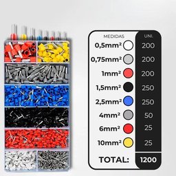 Kit Alicate Crimpar Descascador 1200 Terminais Ilhós Tubular - 8