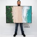 Ver imagem 2 de Quadro Decorativo Beira Mar em tela Canvas TACOLADO PAPEL DE PAREDE Moldura Flutuante 4,5cm Freijó 1