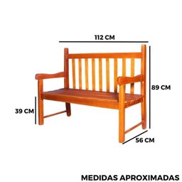 Banco de Jardim Namoradeira de Madeira 2 Lugares com Verniz - 7
