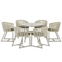 Ver imagem 1 de Mesa com 6 Cadeiras de Jantar Roma 120cm e Noronha em Alumínio Fendi Corda Náutica Estofado 13 Trama
